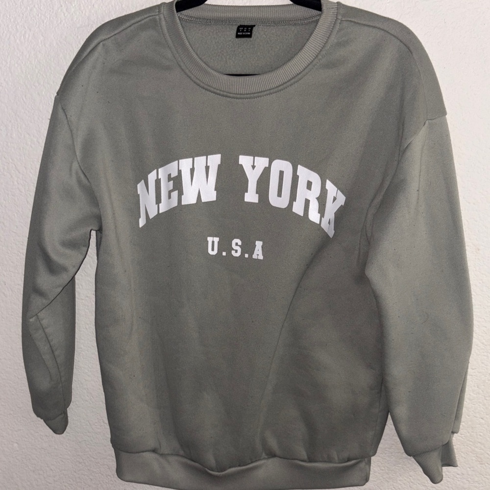 SHEIN Gray New York U.S.A. Crewneck Sweater